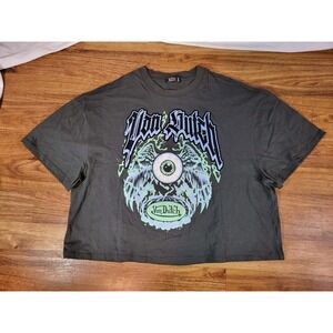 Von Dutch Size XL Cropped Gray Graphic  Tee